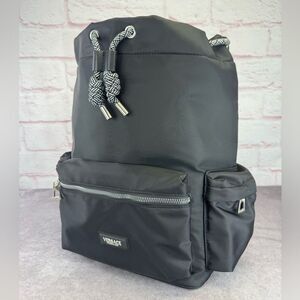 Versace Perfume Black Nylon Backpack with Silver Accents
